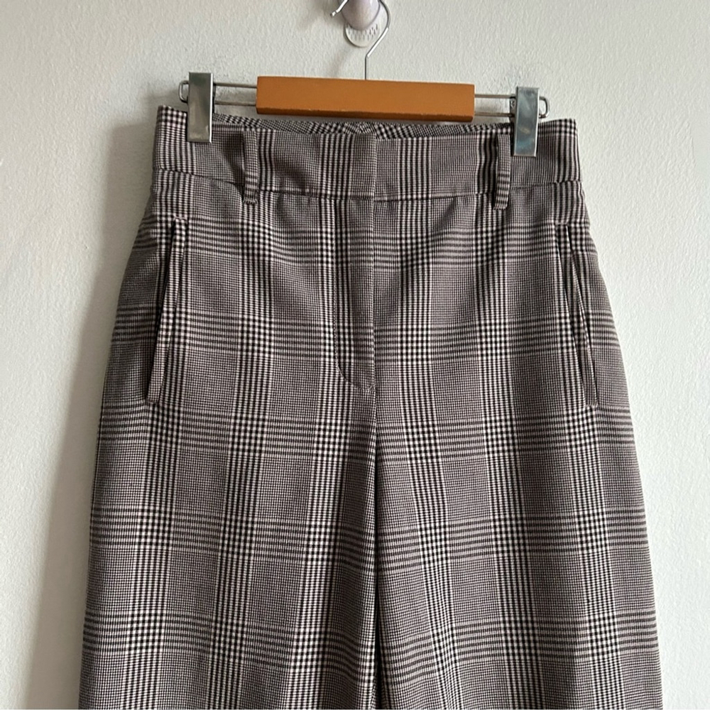 Aritzia Wilfred Sz 6 Tie Front Grey Plaid AcademiA Ankle Tapered Pants - Picture 3 of 13